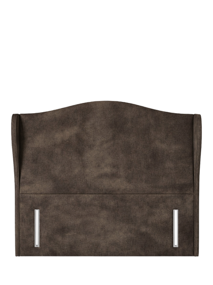 John Lewis Alderly Winged Full Depth Upholstered Headboard, Double, Velvet Espresso
