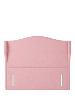 John Lewis Alderly Winged Full Depth Upholstered Headboard, King Size, Cotton Effect Pink