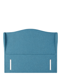 John Lewis Alderly Winged Full Depth Upholstered Headboard, King Size, Cotton Effect Denim