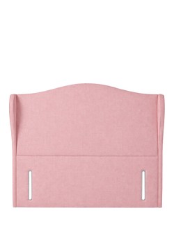 John Lewis Alderly Winged Full Depth Upholstered Headboard, Super King Size, Cotton Effect Pink