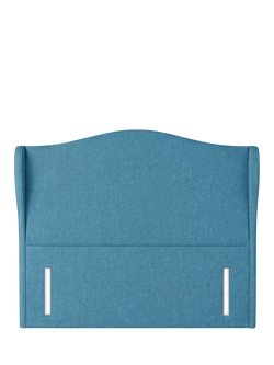John Lewis Alderly Winged Full Depth Upholstered Headboard, Super King Size, Cotton Effect Denim