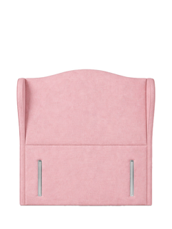 John Lewis Alderly Winged Full Depth Upholstered Headboard, Single, Cotton Effect Pink