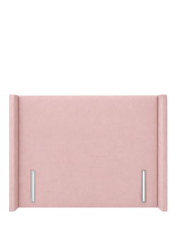 John Lewis Windermere Winged Full Depth Upholstered Headboard, King Size, Cotton Effect Pink