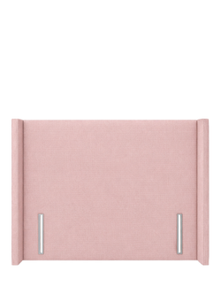 John Lewis Windermere Winged Full Depth Upholstered Headboard, Emperor, Cotton Effect Pink