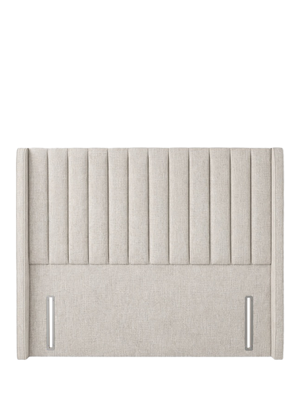 John Lewis Belgravia Winged Full Depth Upholstered Headboard, Double, Cotton Effect Beige