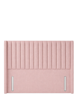 John Lewis Belgravia Winged Full Depth Upholstered Headboard, King Size, Cotton Effect Pink