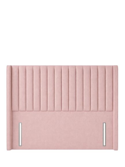 John Lewis Belgravia Winged Full Depth Upholstered Headboard, King Size, Cotton Effect Pink