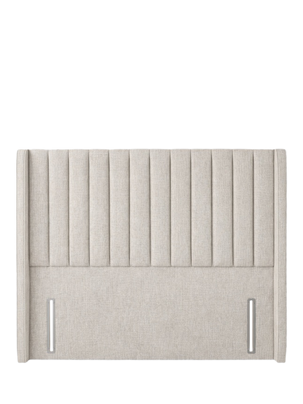 John Lewis Belgravia Winged Full Depth Upholstered Headboard, King Size, Cotton Effect Beige