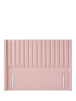 John Lewis Belgravia Winged Full Depth Upholstered Headboard, Super King Size, Cotton Effect Pink