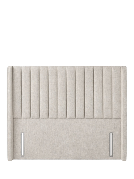 John Lewis Belgravia Winged Full Depth Upholstered Headboard, Super King Size, Cotton Effect Beige