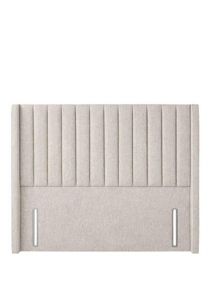 John Lewis Belgravia Winged Full Depth Upholstered Headboard, Emperor, Cotton Effect Beige
