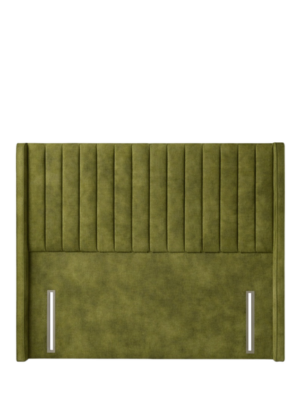 John Lewis Belgravia Winged Full Depth Upholstered Headboard, Emperor, Velvet Moss