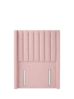 John Lewis Belgravia Winged Full Depth Upholstered Headboard, Single, Cotton Effect Pink