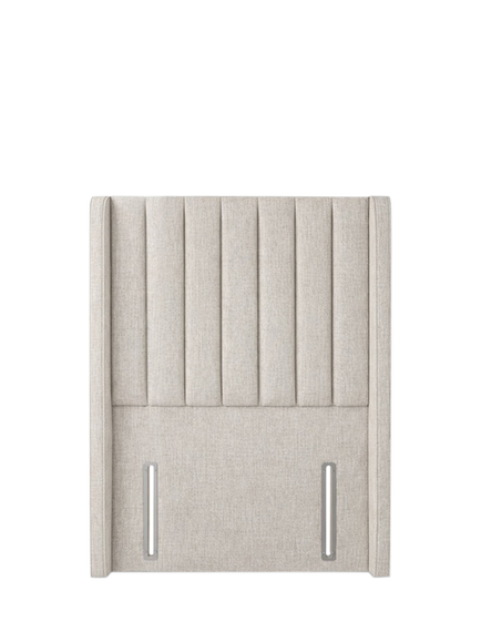 John Lewis Belgravia Winged Full Depth Upholstered Headboard, Single, Cotton Effect Beige