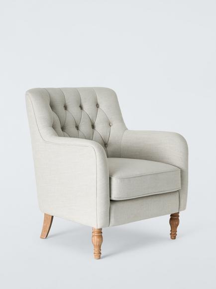 John Lewis Classic Button Armchair, Biscuit, Biscuit