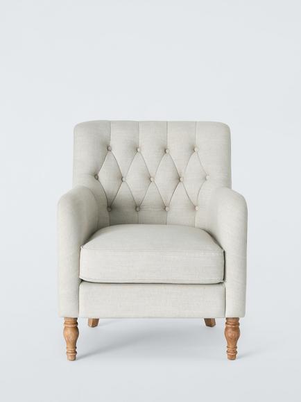 John Lewis Classic Button Armchair, Biscuit - view 2, Biscuit