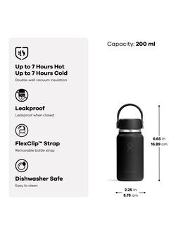 Hydro Flask Micro Hydro Double Wall Vacuum Insulated Stainless Steel Drinks Bottle, 200ml, Agave - view 2, Agave