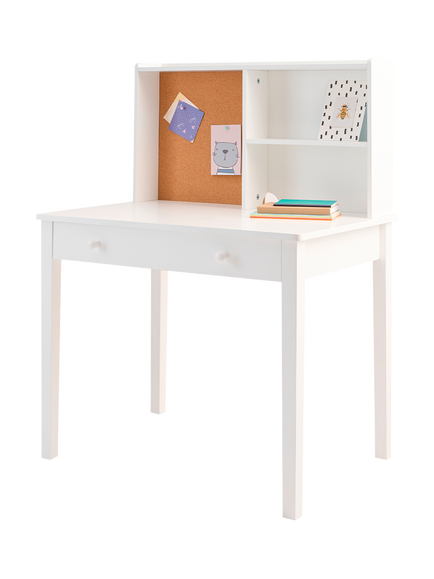 Great Little Trading Co Junior Study Desk & Pinboard, White, White