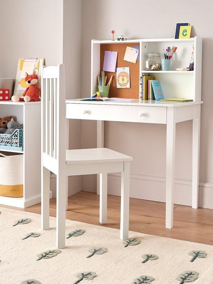 Great Little Trading Co Junior Tall Study Desk & Pinboard, White - view 2, White