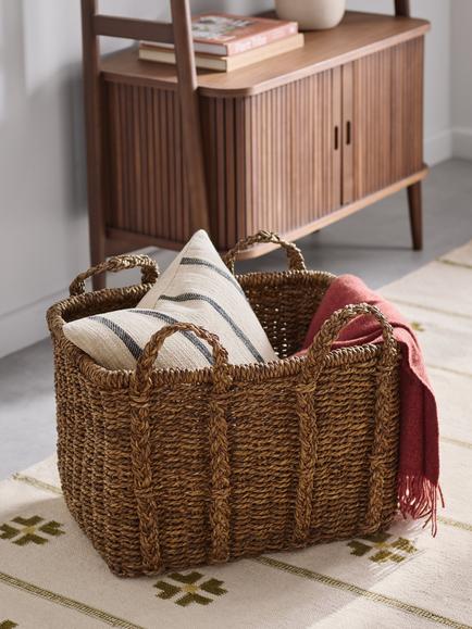 John Lewis Bulrush Basket, Cocoa - view 2, Cocoa