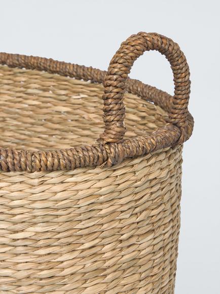 John Lewis Tate Seagrass Oval Basket, Natural/Black - view 2, Natural Black