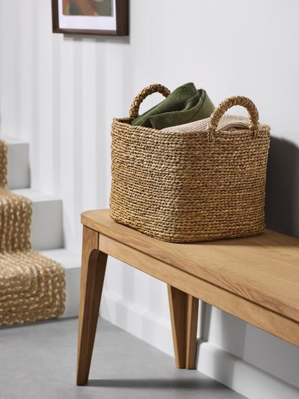 John Lewis Wave Medium Bulrush Basket, Natural - view 2, Natural