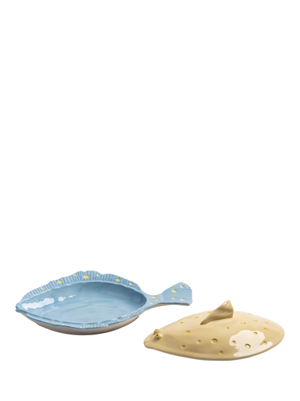 &k Amsterdam Tureen Plaice Lidded Platter, Yellow - view 2, Yellow