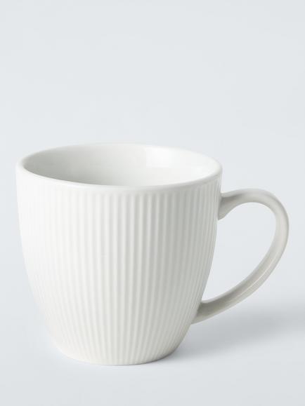 John Lewis Radial Porcelain Mug, Set of 4, 355ml, White - view 2, White White