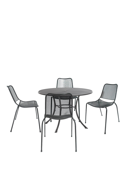 KETTLER Arna 4-Seater Round Garden Dining Table & Chairs Set, Dark Grey, Dark Grey