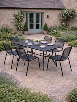 KETTLER Arna 6-Seater Rectangular Garden Dining Table & Chairs Set, Dark Grey - view 2, Dark Grey
