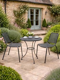KETTLER Arna 2-Seater Round Garden Bistro Table & Chairs Set, Dark Grey - view 2, Dark Grey