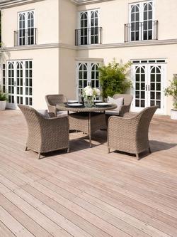 KETTLER Charlbury Woven 4-Seater Round Garden Dining Table & Chairs Set, Natural - view 2, Natural