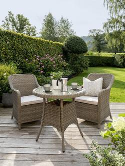 KETTLER Charlbury Woven 2-Seater Round Garden Bistro Table & Chairs Set, Natural - view 2, Natural