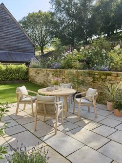 KETTLER Cora Rope 4-Seater Round Garden Dining Table & Chairs Set, FSC-Certified (Acacia Wood), Natural - view 2, Natural