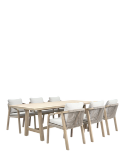 KETTLER Cora Rope 6-Seater Rectangular Garden Dining Table & Chairs Set, FSC-Certified (Acacia Wood), Natural, Natural