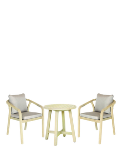 KETTLER Cora Rope 2-Seater Round Garden Bistro Table & Chairs Set, FSC-Certified (Acacia Wood), Natural, Natural