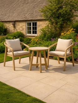 KETTLER Cora Rope 2-Seater Round Garden Bistro Table & Chairs Set, FSC-Certified (Acacia Wood), Natural - view 2, Natural