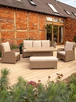 KETTLER Derwent Woven 7-Seater Garden Set with Height-Adjustable Table, Brown - view 2, Brown