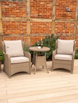KETTLER Derwent Woven 2-Seater Round Garden Bistro Table & Chairs Set, Brown - view 2, Brown