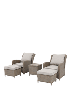 KETTLER Derwent Woven 2-Seater Garden Relaxer Set with Footstools & Side Table, Brown, Brown