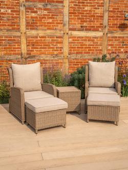 KETTLER Derwent Woven 2-Seater Garden Relaxer Set with Footstools & Side Table, Brown - view 2, Brown