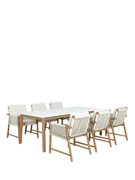 KETTLER Forest 6-Seater Rectangular Garden Dining Table & Chairs Set, FSC-Certified (Acacia Wood), Natural, Natural
