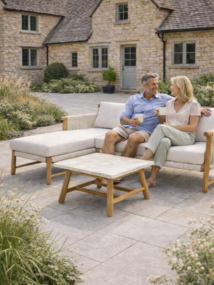 KETTLER Forest 5-Seater Garden Sofa Chaise, FSC-Certified (Acacia Wood), Natural - view 2, Natural