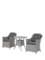 KETTLER Foxley Woven 2-Seater Round Garden Bistro Table & Chair Set, Grey