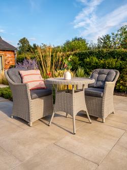 KETTLER Foxley Woven 2-Seater Round Garden Bistro Table & Chair Set, Grey - view 2, Grey