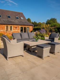 KETTLER Foxley Woven 7-Seater Casual Garden Dining Sofa Set with Height-Adjustable Table, Grey - view 2, Grey