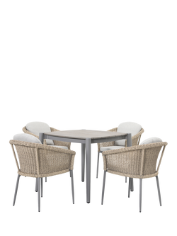 KETTLER Isla 4-Seater Square Garden Dining Table & Chairs Set, Mushroom, Mushroom
