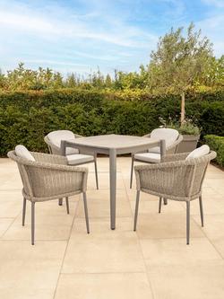 KETTLER Isla 4-Seater Square Garden Dining Table & Chairs Set, Mushroom - view 2, Mushroom