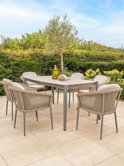 KETTLER Isla 6-Seater Rectangular Garden Dining Table & Chairs Set, Mushroom - view 2, Mushroom