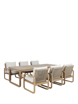 KETTLER Lando 6-Seater Rectangular Casual Garden Dining Table & Chairs Set, FSC-Certified (Acacia Wood), Natural, Natural